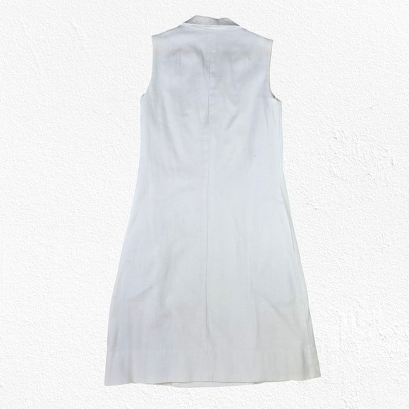 1960s Vintage White Sleeveless Mod Double Breasted Sporty Shift Dress Size 2 - Picture 13 of 14